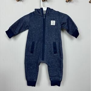 Carter's Baby Boy Bear Hooded Fleece Zip-Up Jumpsuit Size 3 Months